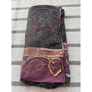 Rare Vintage Ralph Lauren Home Ascot Paisley King Flat Sheet Maroon Green USA